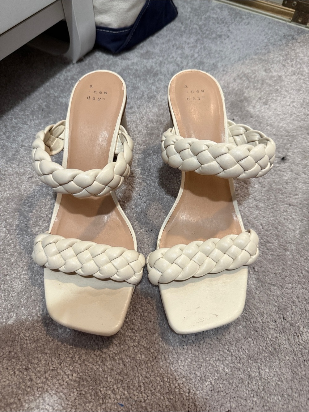 a new day Braided Double Strap Cream Slide Sandals